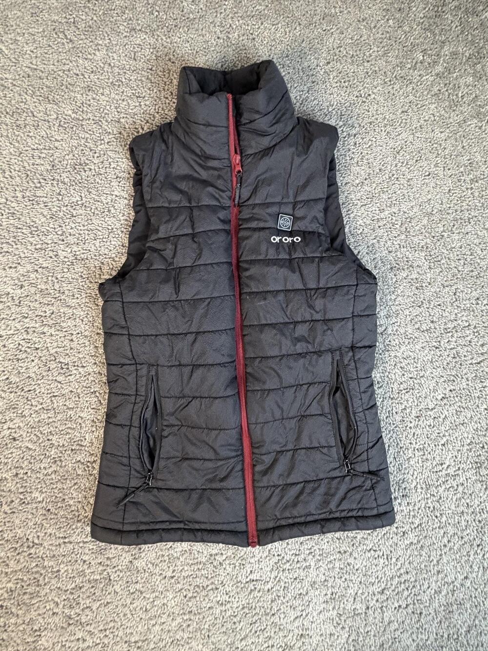 Ororo Vest Womens S Black Heated Puffer Insulated Full Zip NO Battery
